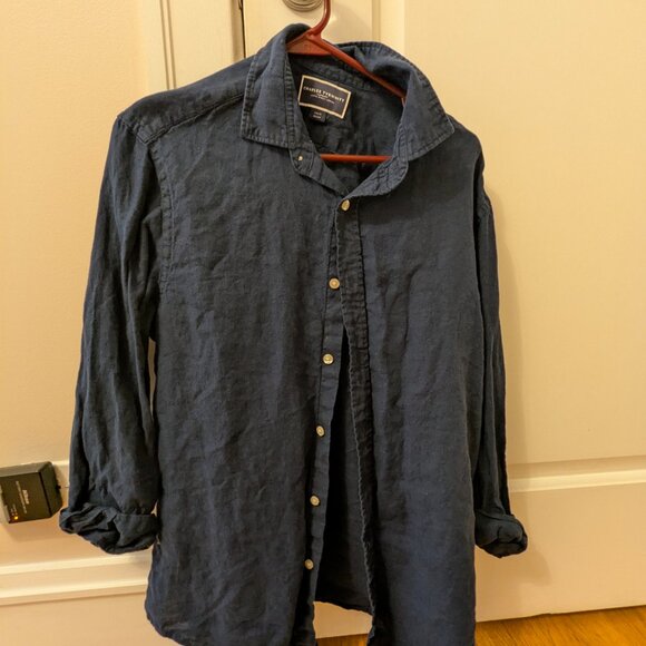 Charles Tyrwhitt Pure Linen Shirt - Navy - Picture 4 of 4